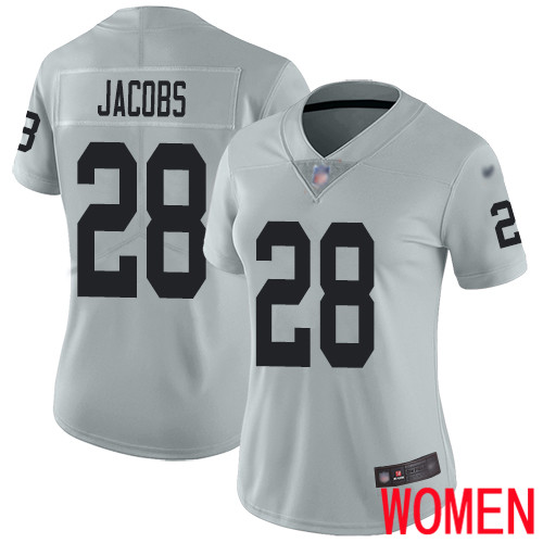 Oakland Raiders Limited Silver Women Josh Jacobs Jersey NFL Football 28 Inverted Legend Jersey